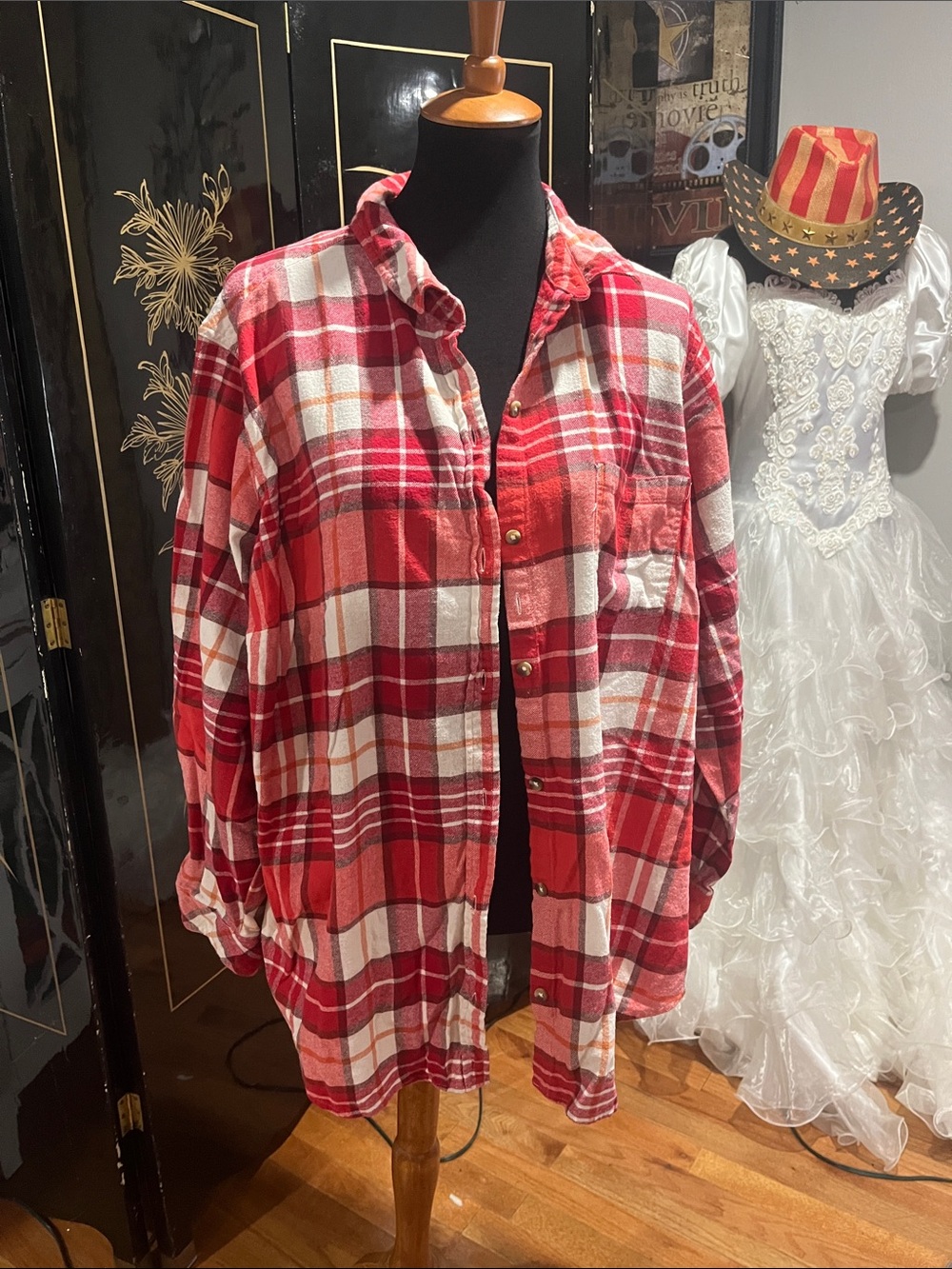 Sonoma Red and White Plaid Button-Down Shirt